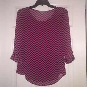 NWOT! Pink/Black Chevron Blouse